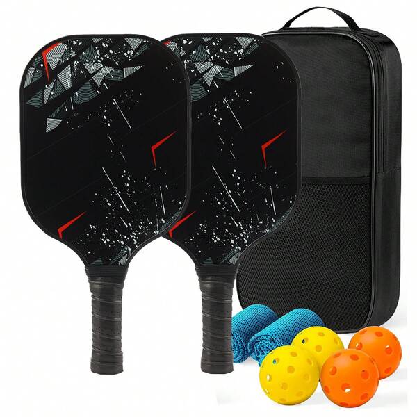 1 Set 2 Carbon Fiber Paddle 4 Balls 2 Towels With Carry Bag USAPA Approved Friction Surface Pickleball Rackets Set For Men And Women