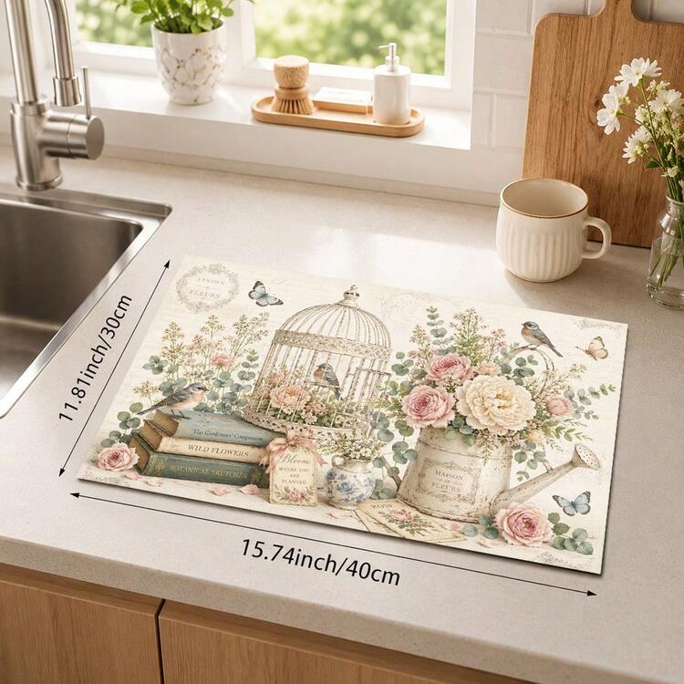 1pc Kitchen Countertop Diatomaceous Earth Absorbent Quick-Dry Coffee Machine Mat, Kitchen Home Decor Non-Slip Heat-Resistant, Bowl Dish Cup Drying Mat, Easy To Clean Stain-Hiding, Suitable For Kitchen Dining Table Coffee Bar Kitchen Floor Mat Dining Table Mat Drying Mat Breakfast Mat - Multicolor - View 12