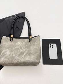 2026 New Commuter Tote Bag, High-End Fashion Casual Shoulder Handbag, Large Capacity Bag For Women - 灰色 - 查看 10