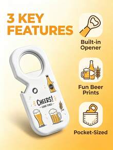 Creative Beer Bottle Opener, Multifunctional Portable Beer Bottle Opening Tool, 3-In-1 Twist Cap Opener, Home Kitchen Can Opener, Beer Bottle Cap Tool, Non-Slip And Labor-Saving, Suitable For Parties, Gatherings, Bars And Home Use, Can Be Used As A Gift Item, With Random Fun Pattern Design, Lightweight And Durable, Easy To Carry, Perfect For Happy Times And Party Drinking, Let You Easily Open Beer Bottles, Every Opening Is Full Of Fun And Ritual, Essential Practical Tool For Party Gatherings - Multicolor - View 1