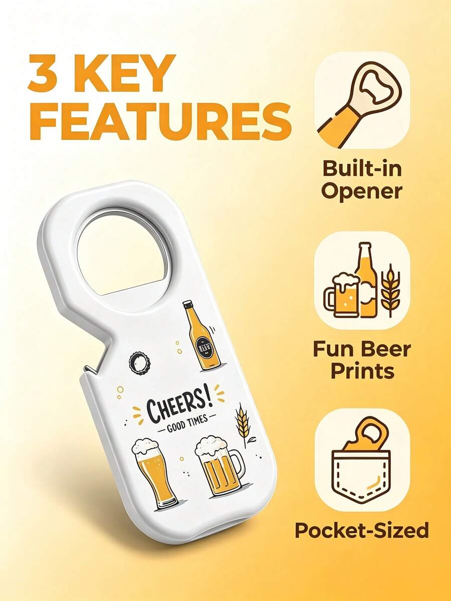Creative Beer Bottle Opener, Multifunctional Portable Beer Bottle Opening Tool, 3-In-1 Twist Cap Opener, Home Kitchen Can Opener, Beer Bottle Cap Tool, Non-Slip And Labor-Saving, Suitable For Parties, Gatherings, Bars And Home Use, Can Be Used As A Gift Item, With Random Fun Pattern Design, Lightweight And Durable, Easy To Carry, Perfect For Happy Times And Party Drinking, Let You Easily Open Beer Bottles, Every Opening Is Full Of Fun And Ritual, Essential Practical Tool For Party Gatherings - Multicolor - View 1