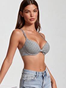 3pcs Women's Comfortable Sleep Bra, Multi-Color, Underwire, Cotton Soft Cup, Solid Color, Push-Up Bra [Designed For Flat Chest] - Multicolor - View 4
