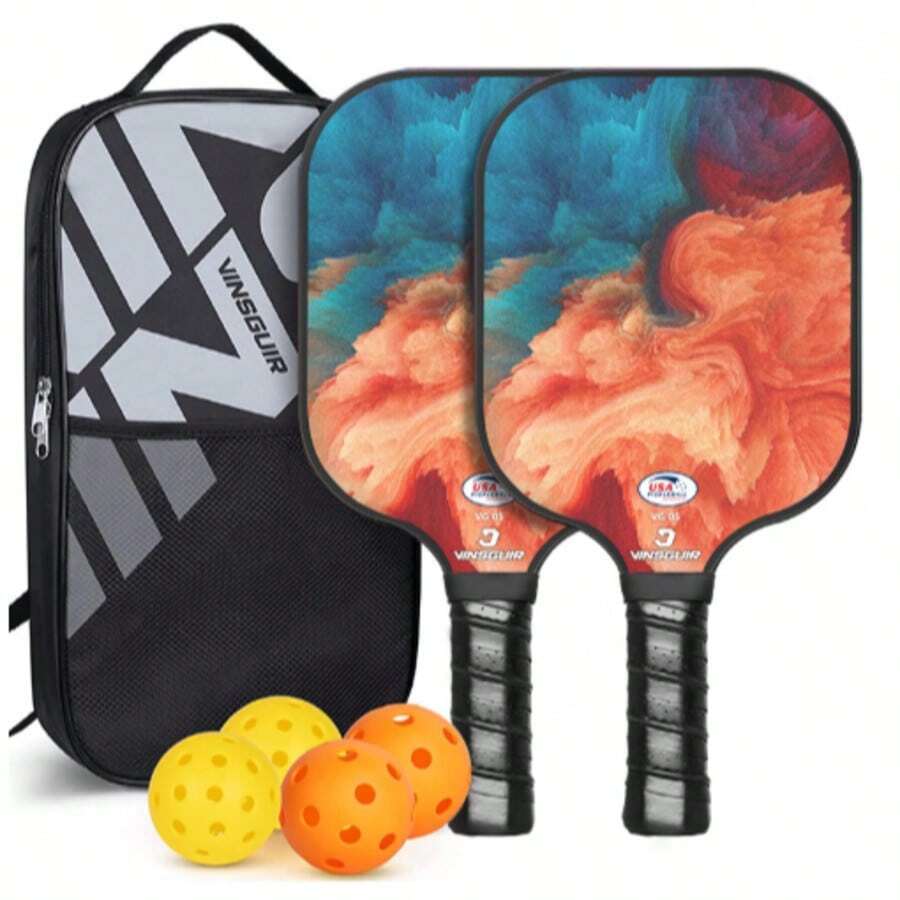 VINSGUIR Pickleball Racket - Red and Blue - View 1