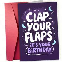1件生日卡片，附信封邀請函「Flap Your Wings」幽默生日卡，適合生日慶祝派對禮物，加厚加大信封與卡片 - A - 查看 2