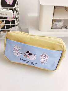 1pc Cute Puppy Shaped Pencil Case, Designed For Middle/Elementary School Students, Large Capacity, Effectively Organizes Various Stationery. Suitable For Back To School Season, Essential Learning Supplies For Students, Includes Pencil Pouch And Backpack Products. - Three Little Puppies Pencil Case - View 3