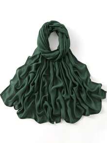 1. Jilbab Muslimah Katun Polos, Modis, Elegan. Cocok untuk pemakaian sehari-hari Muslim, sholat, dan ibadah. - Dark Green - View 3