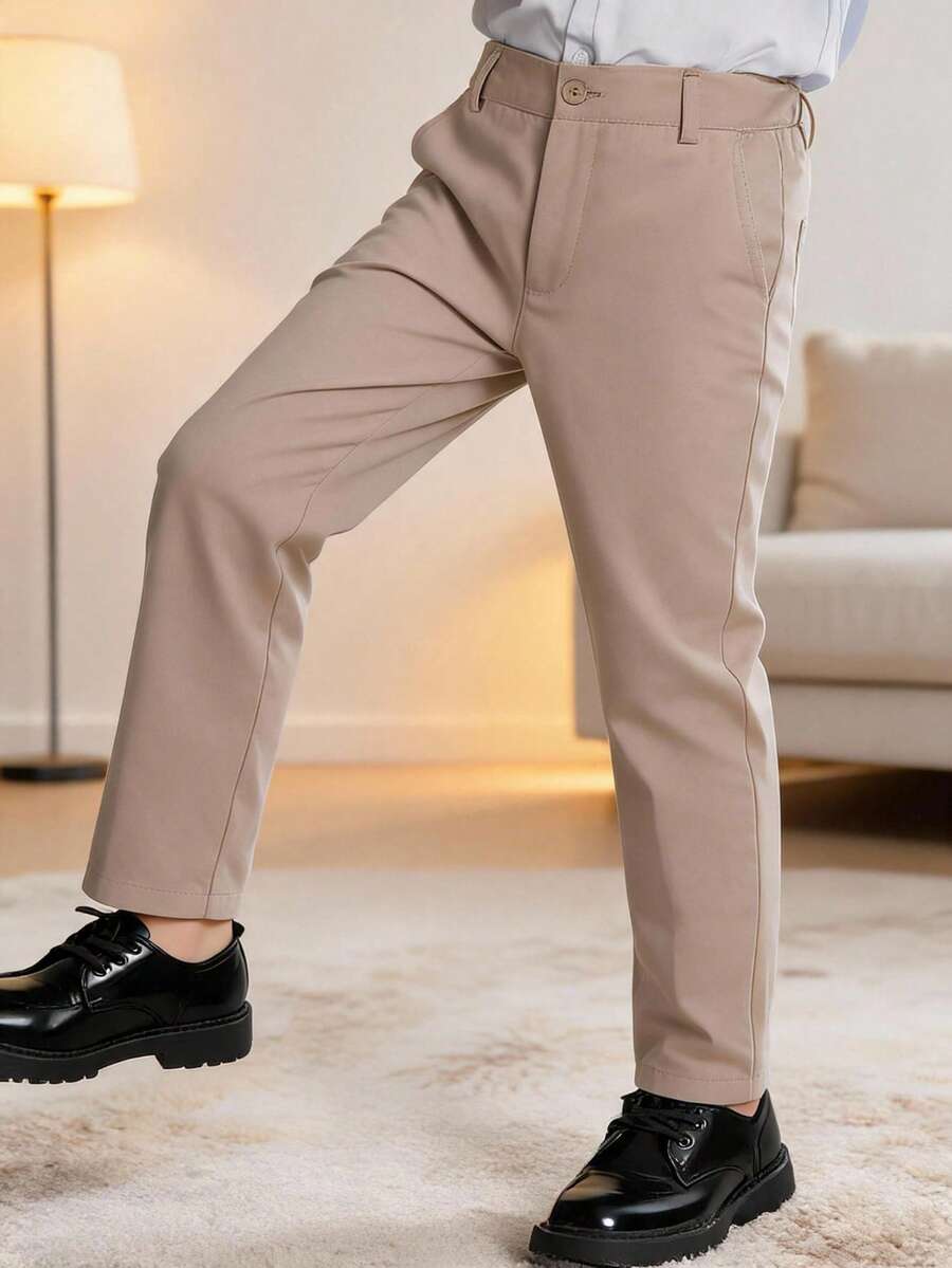Pantalones formales para niños, pantalones escolares formales rectangulares para niños, color champán, tallas de 4 a 16 años - Champán - Ver 1