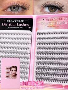 340/380/400pcs Mixed High-Density Eyelashes, DIY Natural Slim Eyelash Clusters, Easy To Wear, Reusable Single Eyelashes, Beautiful Eyelashes, Enlarged Eyes, Including Glue, Tweezers, Brushes, Suitable For Beginners, Back To School Season Eyelashes - Multicolor - View 20