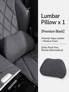 Luxury Nappa Leather Car Neck Pillow And Seat Cushion, Breathable Car Headrest Lumbar Support Pad, Exquisite Embroidered Design, Memory Foam Ergonomic Support, With Breathable Perforated Design, All-Season Car Interior Decor Accessories - A - View 17