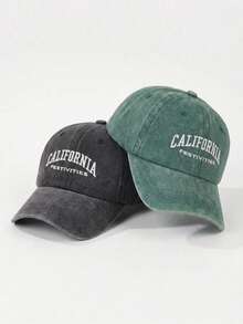 BONNY BOOM 2件裝 CALIFORNIA 刺繡棒球帽 卡車司機帽，中性復古水洗 Y2K 戶外防曬可調節旅行度假禮物，適合朋友家人、萬聖節、聖誕節、母親節、父親節、婚禮、單身派對、返校季、學生開學季、教師節、嘉年華 - CALIFORNIA-2pcs - 查看 3