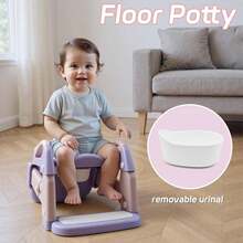 Luminpool Children's Toilet Seat With Steps, 2-In-1 Toilet Step Stool For Toddlers, Soft, Non-Slip Seat Cover With Splash Guard And Built-In Footstool - Purple - View 5