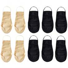 chuanwa（2） 1/5/10 Pairs Summer Ultra Thin Suspender Invisible Boat Socks For Women Solid Color Half Sole Socks Breathable Non-Slip Soft & Fashionable - Multicolor - View 13