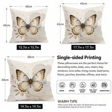 4pcs Vintage Ink Butterfly Home Text Pattern Pillow Covers, Single-Sided Printed Pillow Covers, Suitable For Living Room, Bedroom, Home Decor, All-Season Pillow Covers - Multicolor - View 3