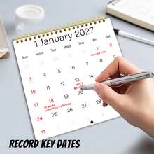 2027年日曆2，新寵物日曆，12月重要事項記錄，生日、紀念日，計畫本，筆記本日曆，送給家人和朋友的生日禮物，新年禮物 - LX-179 - 查看 3