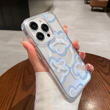 [24h Versand aus DE/FR/ES]Handyhülle: 1 Stück Magnetische Hülle mit Hautgefühl, blauer Blumenmuster und Herz, kompatibel mit kabellosem Laden, für iPhone 16 Pro Max/15/14 Plus/13/12/11 - Transparent - Übersicht 5
