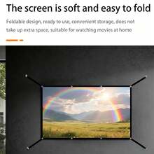 Portable Projector Screen With Edge Extension, 2-Minute Quick Installation, Includes Seamless Hooks, Screws, Ropes And Double-Sided Tape. Suitable For Home Theater, Outdoor Camping, Office Presentation And Party Games. Compact Foldable Design Without Creases, Compatible With Home Theater, Outdoor Camping, Office, Party Games Universal Projector Screen - one-size - View 7