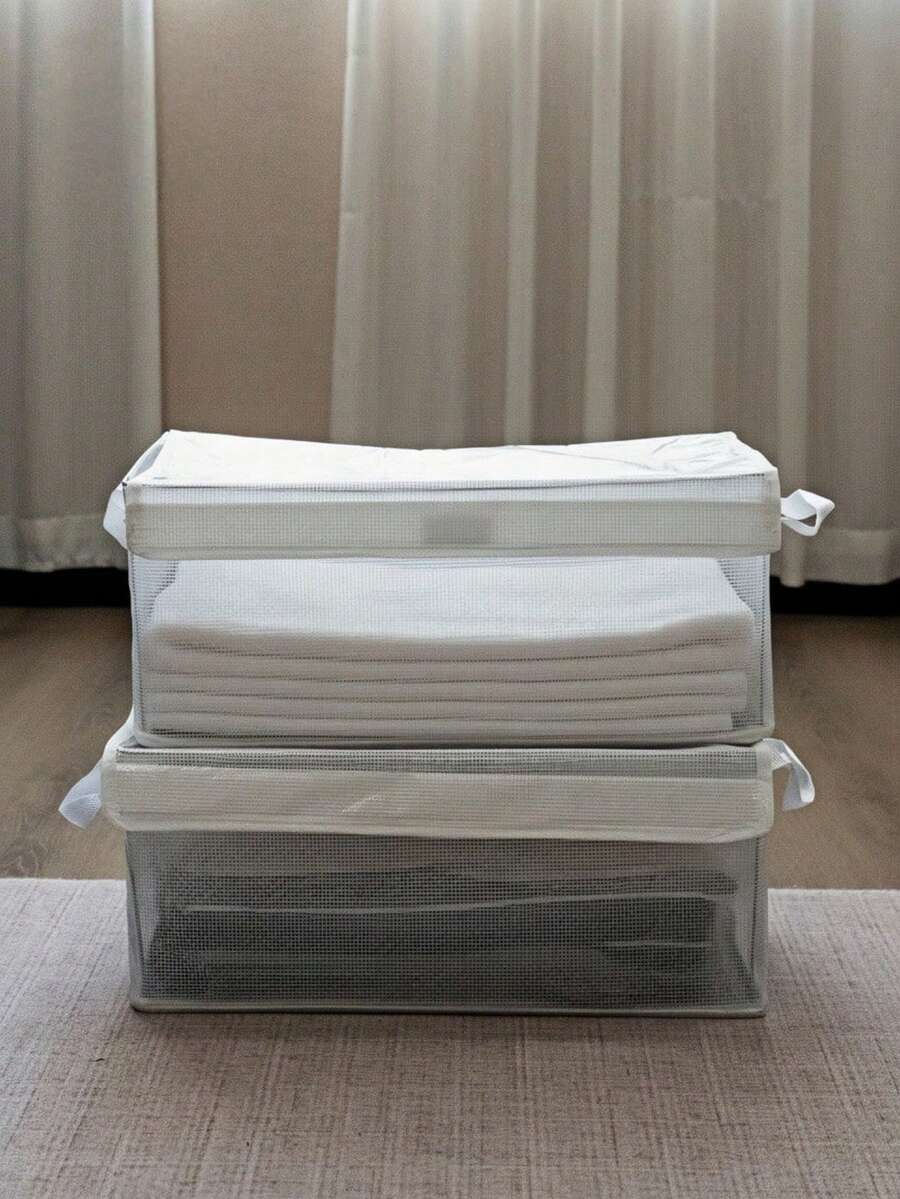 Madebyblanc Transparent Stackable Storage Box With Lid And Handle, Designed For Space-Saving Organization In Bedrooms, Closets, Dorm Rooms, And Around The Home. - Clear - View 1