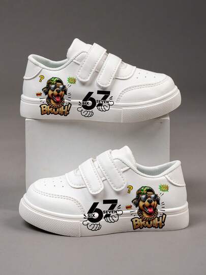 1 Pair Cheap And Fashionable Shoes, Casual Sports Children's Shoes, Durable Basketball Shoes, Suitable For Daily Wear And Outdoor Activities, Christmas Gift, Outdoor Play Shoes, Fun Design Shoes, Cartoon Print Shoes, Breathable Fabric Shoes, Flexible Sole Shoes, Children's Sports Shoes, Sports Shoes, Holiday Gift, 2D Flat