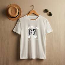 Lässiger Musterstil, Damen-T-Shirt mit Aufdruck "I survived 67 days of school", ideal für die Rückkehr in die Schule, ein Geschenk für Schüler oder Lehrer. - Weiss - Übersicht 3