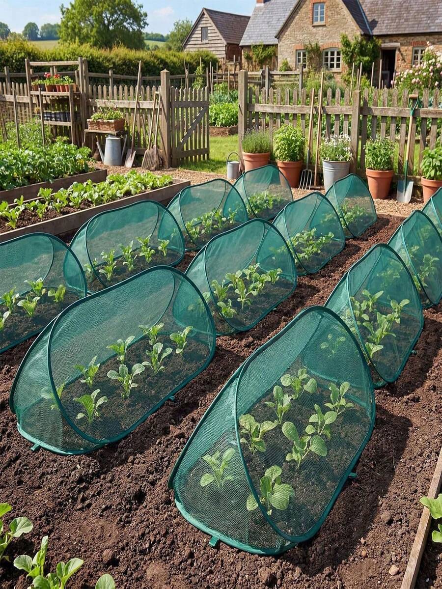 Pop-Up Plant Protection Set (1 Protective Cover + 8 Ground Stakes), For Protecting Vegetables, Fruits And Flowers, Outdoor Garden Protection, Insect Net, Shade Net, Bird Net And Outdoor Garden Mosquito Net - A - View 1