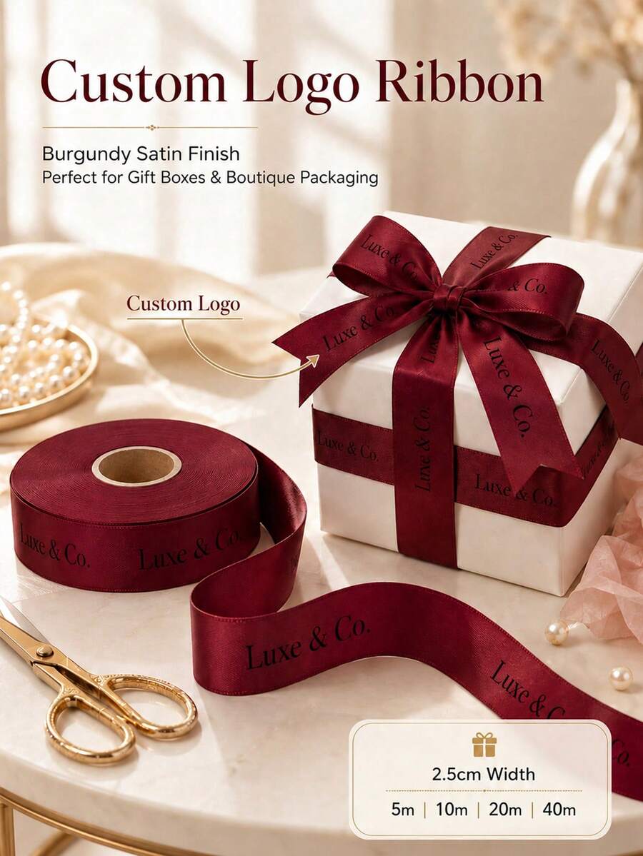 Customizable Gift Packaging Ribbon (2.5cm), Custom Ribbon, Personalized DIY Ribbon, Multiple Colors/Lengths Available, Gift Packaging, Birthday, Wedding, Anniversary, Woven Ribbon Bow Decoration Gift, School Supplies, Back To School Season