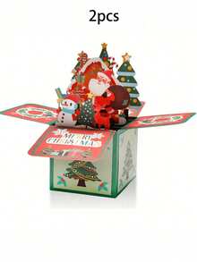 1/2pcs Merry Christmas 3D Greeting Cards, 3D Holiday Gift Cards, Santa Claus Cards, Suitable For Christmas Party Decoration - Christmas Pop-up Card - View 8