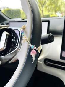 Creative Colorful Starfish Car Steering Wheel Decorative Chain, Jellyfish Pendant, Car Interior Hanging Ornament, Car Steering Wheel Decoration Accessory - Starfish - View 2