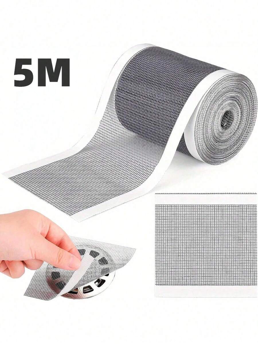 5m/1 Roll Disposable Cuttable Bathroom Drain Sticker, Shower Drain Filter Mesh, Hair Catcher Filter Tape, Kitchen Sink Drain Filter Tape, Bathroom Accessories