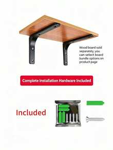 2/4pcs Heavy Duty L-Shaped Shelf Brackets, Iron Right Angle Wall Mount Support, Suitable For Industrial Style Furniture - 8-inch Black Stand (accessory Kit - Screwdriver) - View 8