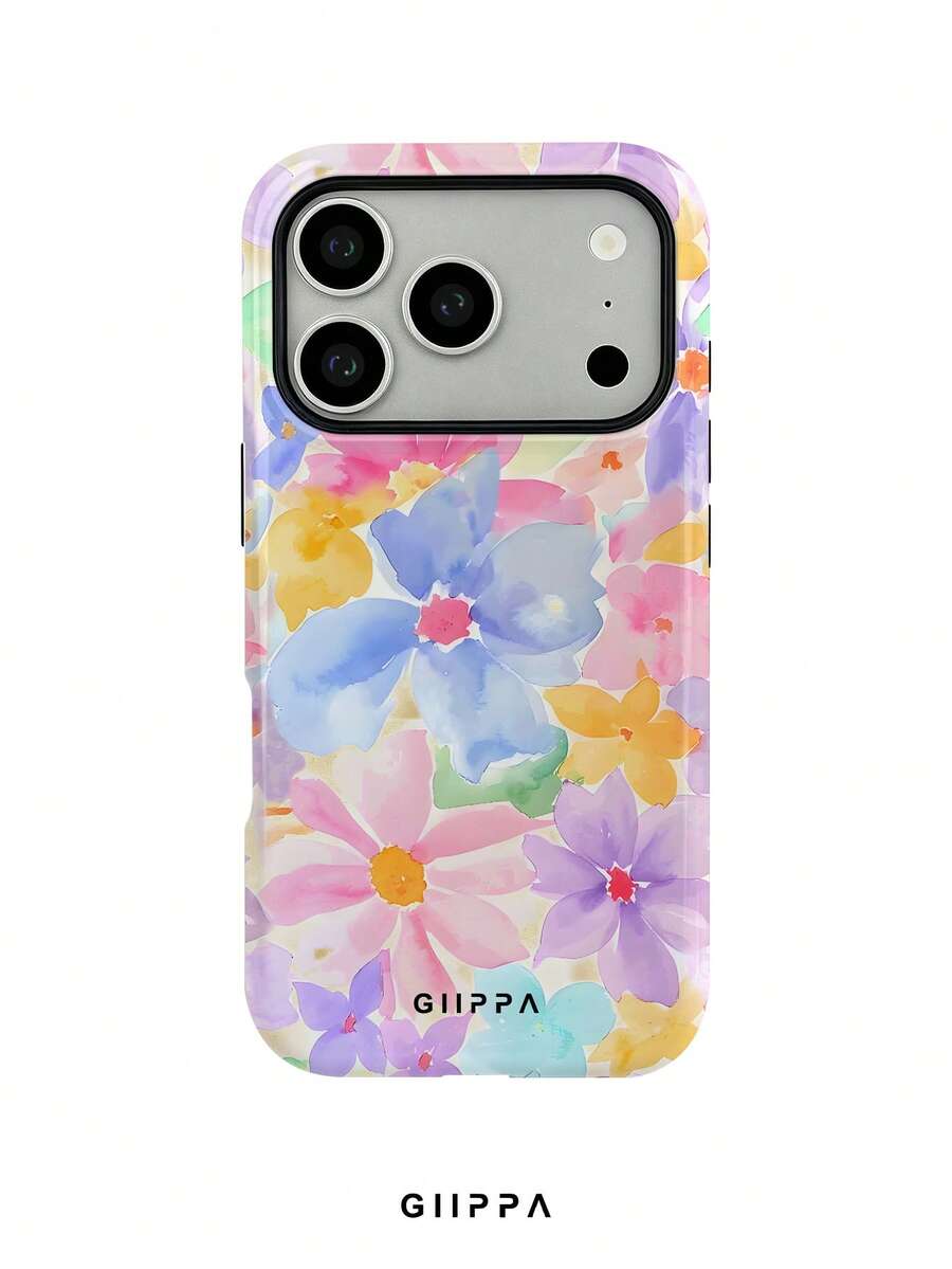 GIIPPA 1pc Gradient Colorful Floral Mixed Pattern Design Phone Case ...