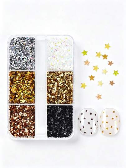 1 Box 1mm Ultra Mini Pentagonal Nail Glitter Sequins, Super Small Size Holographic Laser Shiny Ultra Sparkle INS Popular Y2K Aesthetic DIY Nail Art Decoration