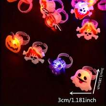 50 Buah Cincin LED Bercahaya Gaya Acak untuk Halloween, Cincin Jari Berkedip untuk Souvenir Pesta atau Hadiah Trick or Treat - Cincin Halloween - View 6