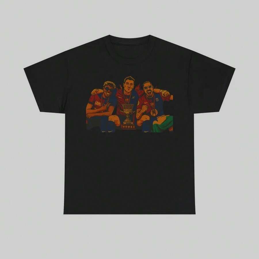 Barcelona Fußball-Fan-Shirt: , Lewandowski, Raphinha Grafik-T-Shirt - Schwarz - Übersicht 1
