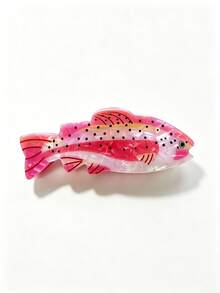 1件春夏海洋鮭魚造型大髮夾，趣味獨特，適合女性日常佩戴於後腦 - 彩色 - 查看 11