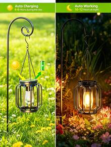 Solar Powered Hanging Lantern Light, Outdoor Hanging Solar Light, Metal Lampshade Material, Suitable For Outdoor, Garden, Patio, Halloween And Christmas Holiday Decoration Light. - Cylindrical Pumpkin Lantern - View 5