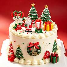 20pcs Colorful Contrast Christmas Theme Cake Topper Set, Complete Birthday Cake Decoration Accessories - Multicolor - View 4