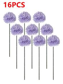 1/4/8/16/24/150件 人造菊花球、蒲公英、繡球花混色花束，適合作為送給朋友、新娘的禮物，婚禮花束，也適用於居家、辦公室、咖啡廳派對、婚禮裝飾 - 淺紫色 - 查看 11