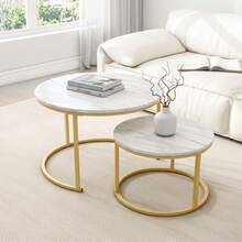 Nested Coffee Table Set, Round Coffee Table, Modern Side Table/Bedside Table, Suitable For Bedroom And Living Room. Gold - Gold - View 1