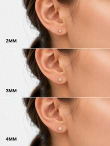 AnlaScheer 1pc Round Flat Back Ear Stud, 925 Sterling Silver Low Allergy Threaded Cartilage Helix Ear Piercing Jewelry, Women's - Gold - View 4