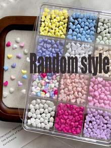 12Grid/Box Assorted Macaron Pastel Colors Resin Heart Nail Charms,3D Heart Colorful Mini Heart DIY Nail Jewelry,Pastel Pink Blue Yellow Purple Nail Decals For Spring Nail Design - Multicolor - View 7