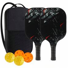 1 Set 2 Carbon Fiber Paddle 4 Balls 2 Towels With Carry Bag USAPA Approved Friction Surface Pickleball Rackets Set For Men And Women - Black - View 6