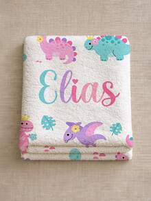 1pc Customized Name Blanket, Personalized Bed Blanket, Dinosaur Personalized Blanket, Can Print Name, Personalized Blanket, Cute Blanket, Comfortable Blanket, Home Gift, Birthday Gift, Christmas Gift, Personalized Gift, Gift For Son/Daughter, Gift For Friend - Style 3 - View 5