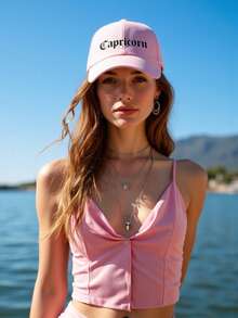 1PC Unisex Printed Baseball Cap,Adjustable Casual Breathable Sun Hat,Suitable For Daily Wear Indoors Outdoors In Spring And Summer,Holiday Essential - Pink - View 3