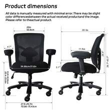 Adjustable, Swivel Office Chair With Armrests And Casters, Suitable For Home Use, Desk Chair For Students, Breathable Mesh Office Chair. - Black - View 2