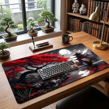 Bright Red Black Gray Marble Swirl Pattern Extra Long Mouse Pad, Non-Slip Rubber Bottom, Smooth Gaming Desk Mat, Suitable For PC Laptop, Office Home, Abstract Art Decor, Back To School Desktop Accessory, Office Supplies Mouse Pad Set - Mouse Pad - View 7