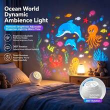 LIFE創意LED投影小夜燈，LED星空海洋足球投影燈，360°旋轉動態投影檯燈，USB供電氛圍燈，臥室、遊戲室、客廳裝飾照明 - 海洋主題 - 查看 3