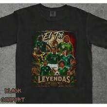 Camiseta de Leyendas del Equipo Nacional de Fútbol de México, Camiseta de Fanático de El Tri, Camiseta de Fútbol Mexicano, Ropa para Fanáticos del Fútbol - Negro - Ver 2