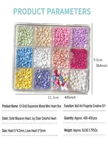 12Grid/Box Assorted Macaron Pastel Colors Resin Heart Nail Charms,3D Heart Colorful Mini Heart DIY Nail Jewelry,Pastel Pink Blue Yellow Purple Nail Decals For Spring Nail Design - Multicolor - View 5