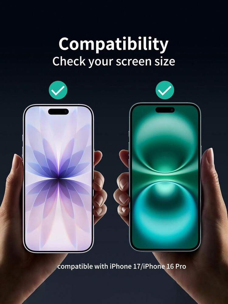 2pcs Ceramic Matte Privacy Screen Protector, Compatible With IPhone 16 Pro/17, Anti-Glare Privacy Matte Soft Film, Bubble-Free, Smooth Touch, Compatible With Phone Cases, Anti-Fingerprint, Compatible With IPhone 18/17/16/15/14/13/12/11 Series, Essential Phone Accessories And Privacy Protection - Black - View 2