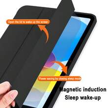 三折立式保護套，適用於 iPad 10 代保護套，A16 保護殼，霧面 TPU 軟殼防震/防摔/簡約/休閒/熱銷折疊平板保護套，適用於 iPad Air 11 保護殼，Pad 2 11 吋保護套，兼容 Honor Pad X8A 11'' /Matepad SE 11"，Matepad 保護殼，兼容 Idea Tab 11 - 經典黑 - 查看 6
